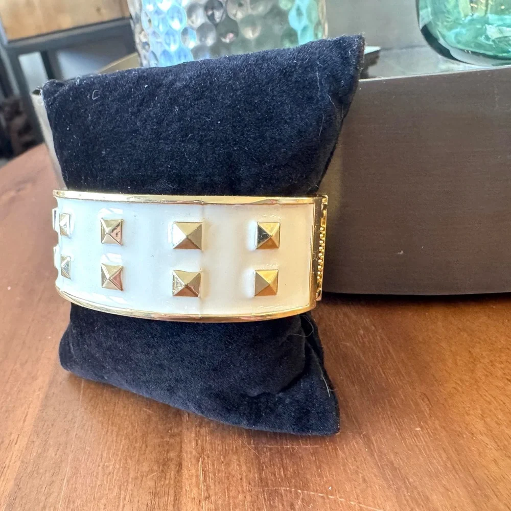 Gold and White Studded Bracelet
